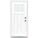 36 in. x 80 in. Smooth White Left-Hand Inswing LowE Classic Craftsman Finished Fiberglass Prehung Front Door