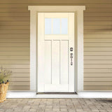 36 in. x 80 in. Smooth White Left-Hand Inswing LowE Classic Craftsman Finished Fiberglass Prehung Front Door