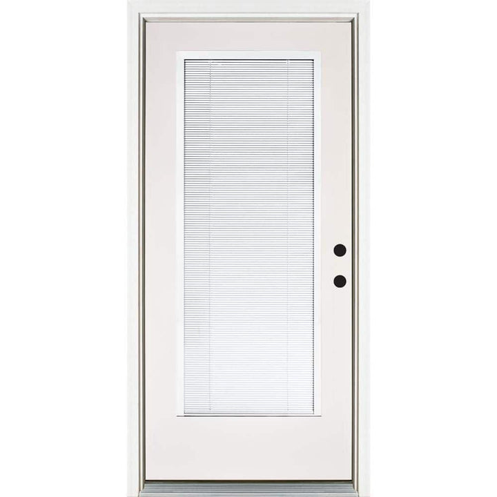36 in. x 80 in. Smooth White Left-Hand Inswing Full-Lite 4-Lite SDL Low-E Finished Fiberglass Prehung Front Door