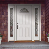 67.5 in. x 81.625 in. Sapphire Patina Fan Lite Unfinished Smooth Right-Hand Fiberglass Prehung Front Door with Sidelites