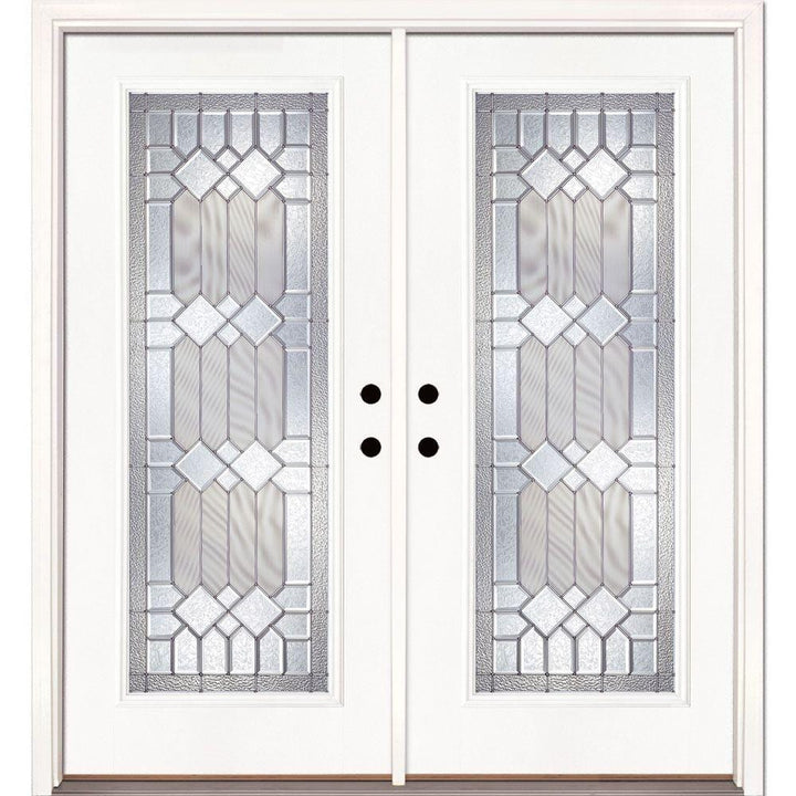 66 in. x 81.625 in. Mission Pointe Zinc Full Lite Unfinished Smooth Left-Hand Fiberglass Double Prehung Front Door