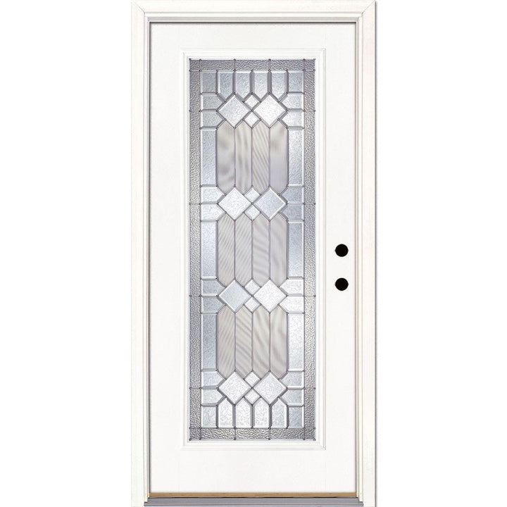 37.5 in. x 81.625 in. Mission Pointe Zinc Full Lite Unfinished Smooth Left-Hand Inswing Fiberglass Prehung Front Door