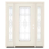 67.5 in. x 81.625 in. Sapphire Patina Full Lite Unfinished Smooth Left-Hand Fiberglass Prehung Front Door with Sidelites