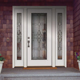67.5 in. x 81.625 in. Sapphire Patina Full Lite Unfinished Smooth Left-Hand Fiberglass Prehung Front Door with Sidelites