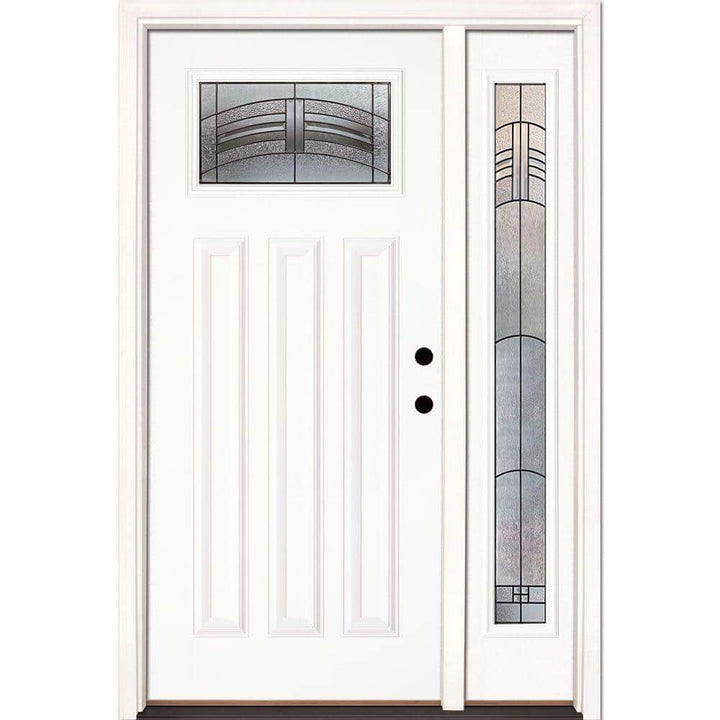 50.5 in.x81.625 in. Rochester Patina Craftsman Lt Unfinished Smooth Left-Hand Fiberglass Prehung Front Door w/Sidelite