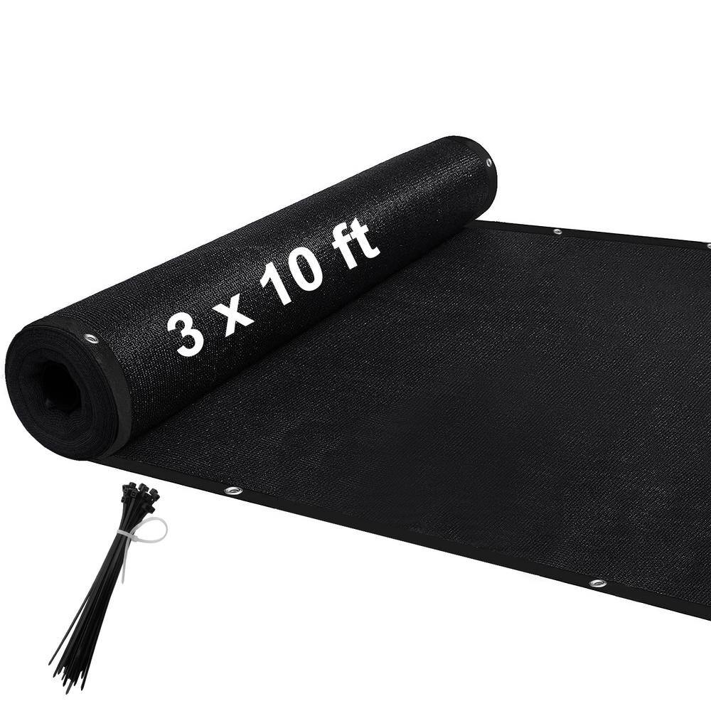 3 ft. x 10 ft. Privacy Fence Screen 90% Blockage Shade Temporary Fencing for Wall Gazebo Backyard Black (2-Pack)