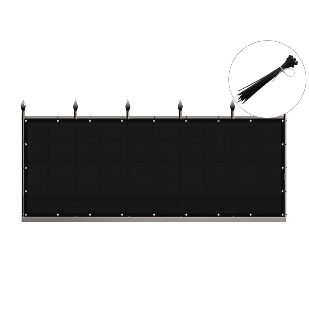 Privacy Fence Screen Heavy-Duty 90% Blockage Shade Cover Fencing Net for Wall Garden Gazebo Backyard, 6 x 25 ft., Black