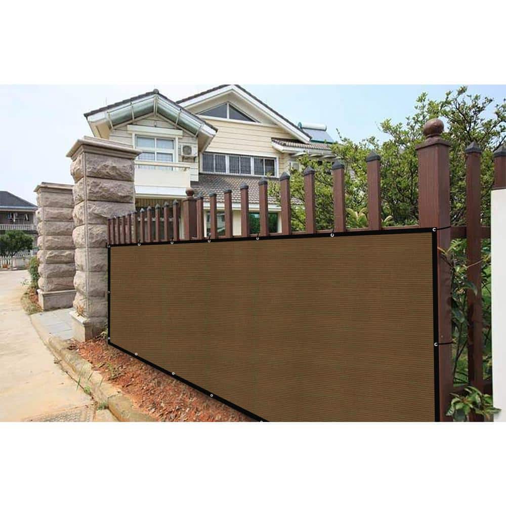 Privacy FenceScreen Heavy-Duty 90% Blockage Shade Cover FencingNet for Wall Garden Gazebo Backyard 5 ft. x 25 ft., Brown