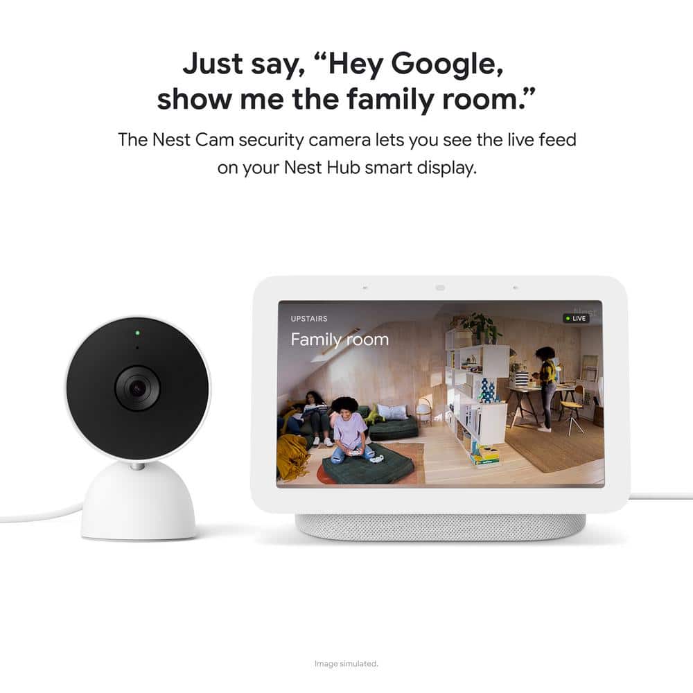 Google Nest Cam - Indoor Wired Smart Home Security Camera - Snow