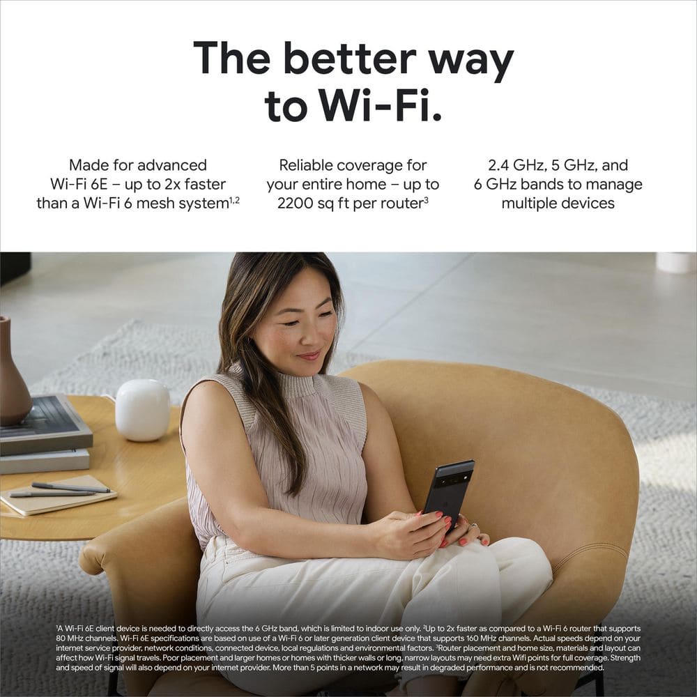 Google Nest Wifi Pro (Wi-Fi 6E) - 2 Pack - Snow