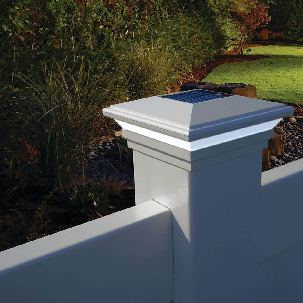 Veranda 5 in. x 5 in. Vinyl Solar-Powered Contemporary Beveled Post Cap