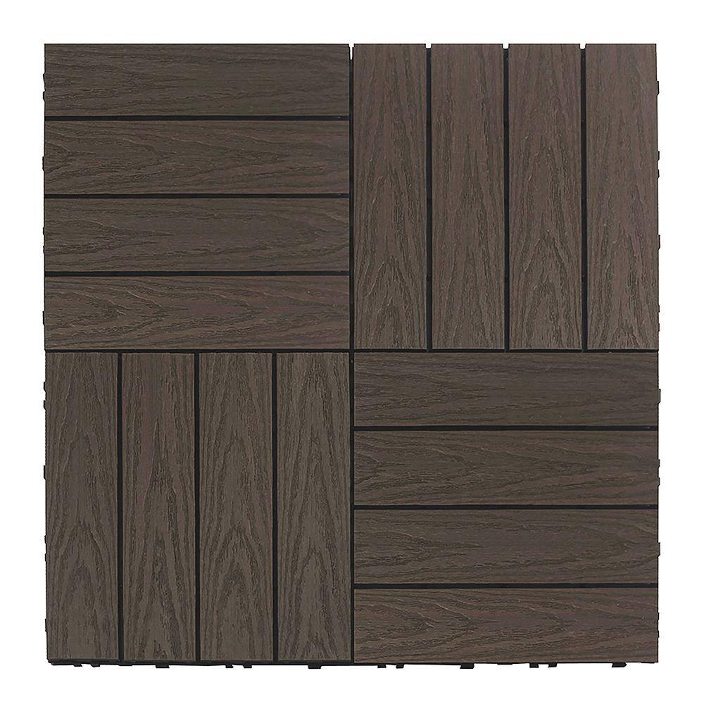 NewTechWood UltraShield Naturale 1 ft. x 1 ft. Quick Deck Outdoor Composite Deck Tile Sample in Spanish Walnut