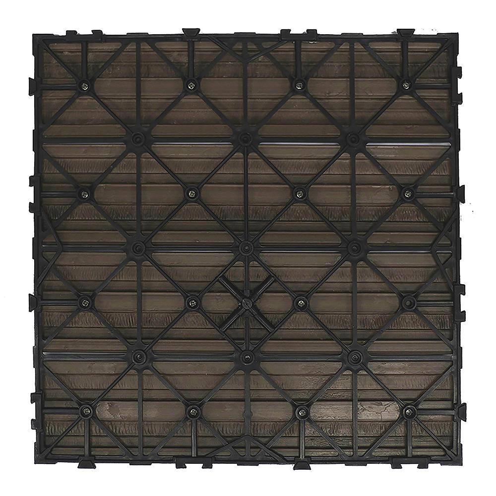 NewTechWood UltraShield Naturale 1 ft. x 1 ft. Quick Deck Outdoor Composite Deck Tile Sample in Spanish Walnut