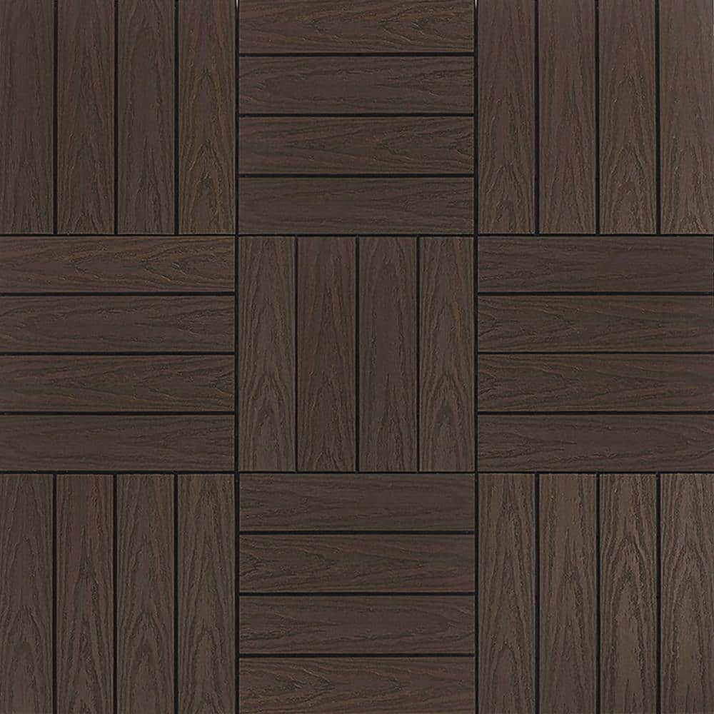 NewTechWood UltraShield Naturale 1 ft. x 1 ft. Quick Deck Outdoor Composite Deck Tile Sample in Spanish Walnut
