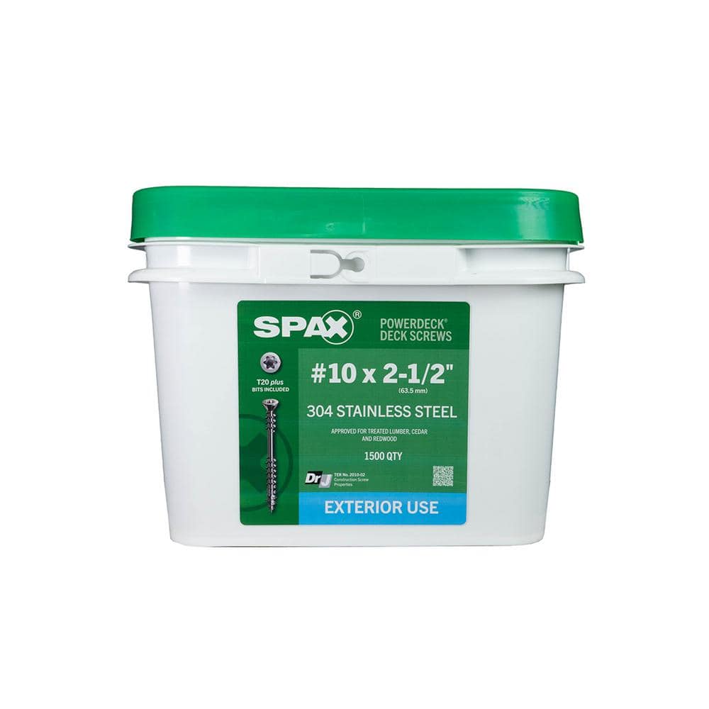SPAX #10 x2-1/2 in. Exterior Trim Head Stainless Steel Wood Deck Screws Powerdeck TorxT-Star Plus(1500 Each)Bulk Bit Included