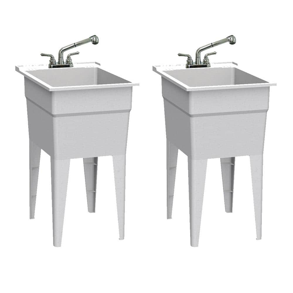 RUGGED TUB 18 x 24 Inch Granite Utility Sink Set with Pullout Faucet