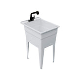 RUGGED TUB 18 in x 24 in Granite Freestanding Utility Laundry Sink with Black Pullout Faucet