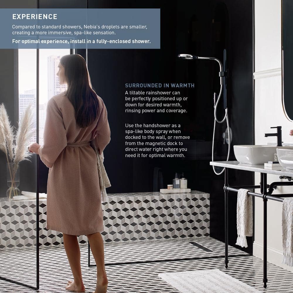 Nebia by Moen 1-Spray 8 in. Dual Shower Head and Handheld with Magnetic Dock, Spot Resist Brushed Nickel