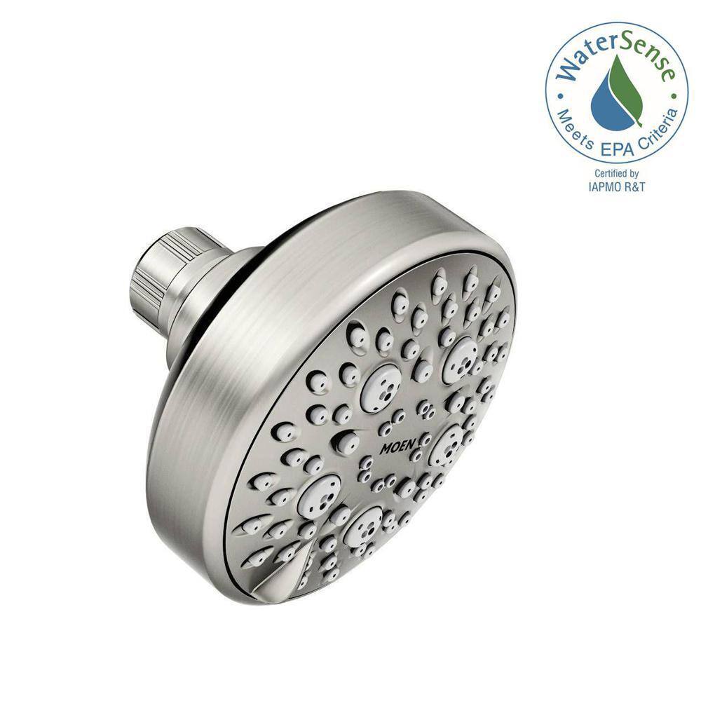 MOEN Avira 4-Spray 4.1 in. Single Wall Mount Fixed Shower Head in Spot Resist Brushed Nickel