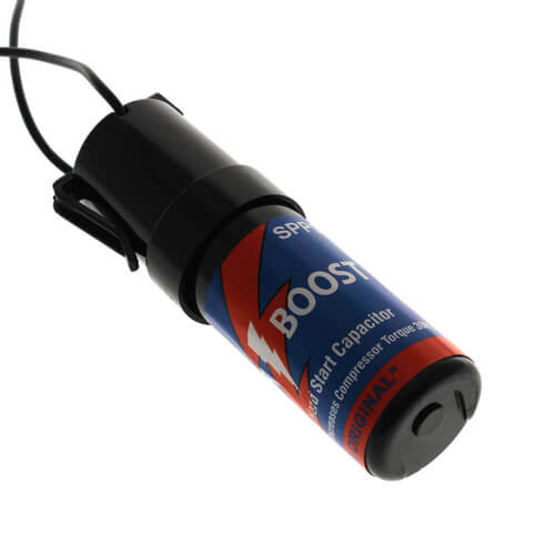 Supco SPP5 capacitor - side view (Type: Relay; Voltage: 90/277 VAC)