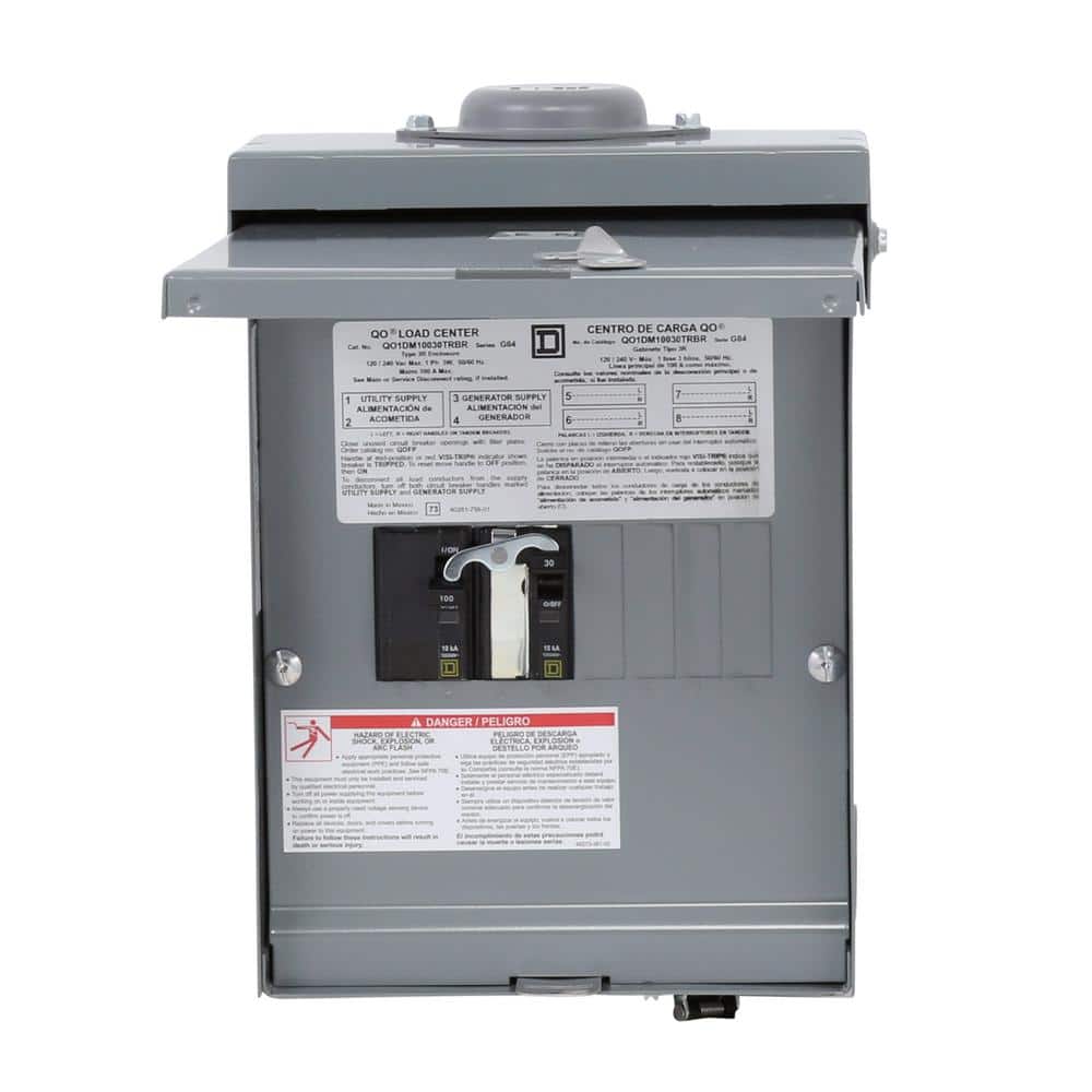 QO 30-Amp 4-Space 8-Circuit Generator Main Breaker Outdoor Manual Transfer Switch