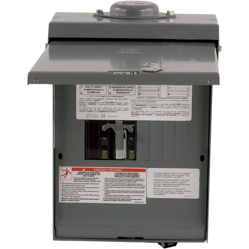 QO 30-Amp 4-Space 8-Circuit Generator Main Breaker Outdoor Manual Transfer Switch