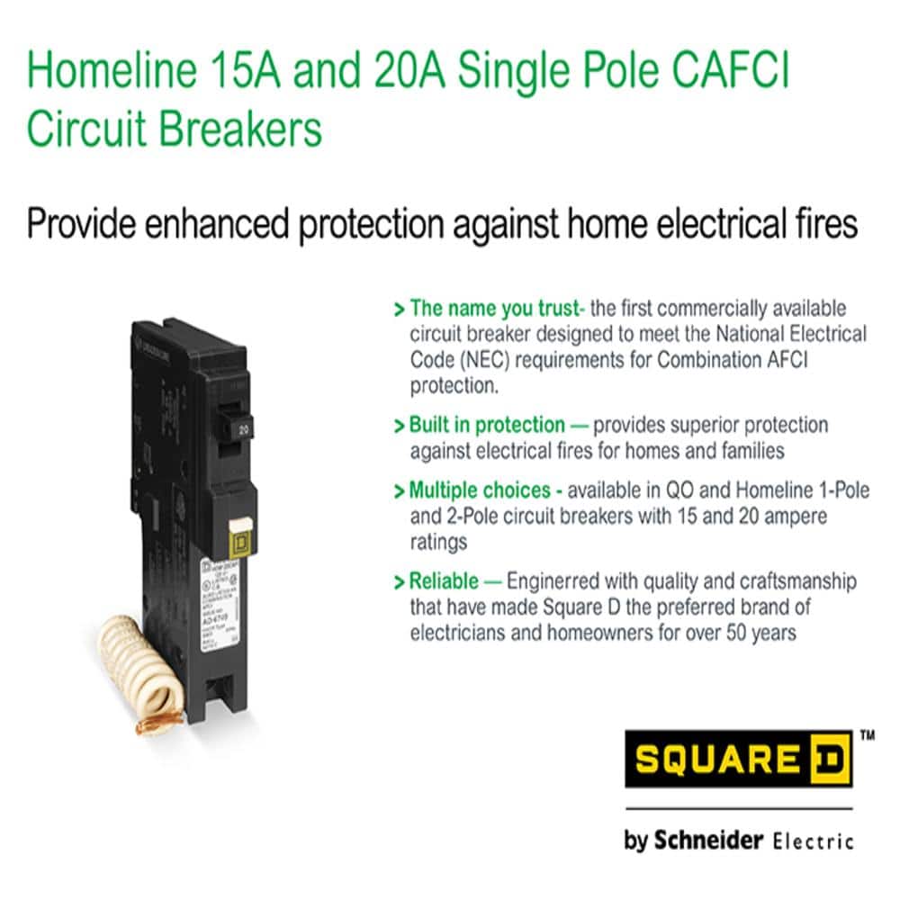 Square D Homeline 15 Amp Single-Pole Combination Arc Fault Circuit Breaker (6-Pack)