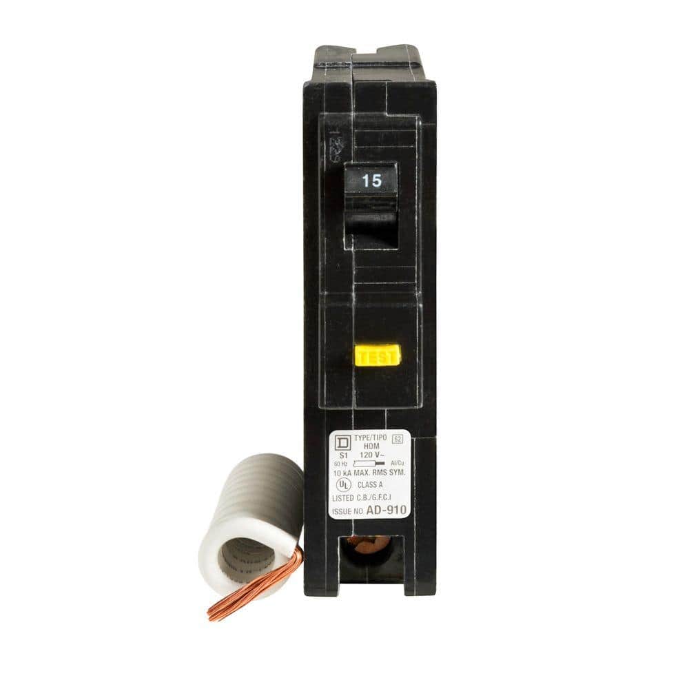 Square D Homeline 15 Amp Single-Pole GFCI Circuit Breaker, HOM115GFICP