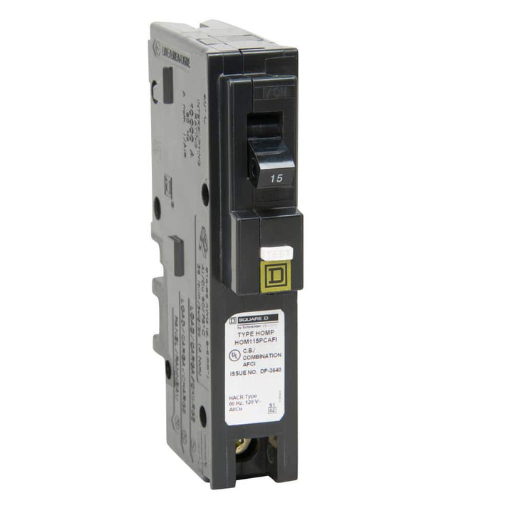 Square D Homeline 15 Amp Single-Pole Plug-On Neutral Combination Arc Fault Circuit Breaker(HOM115PCAFIC)