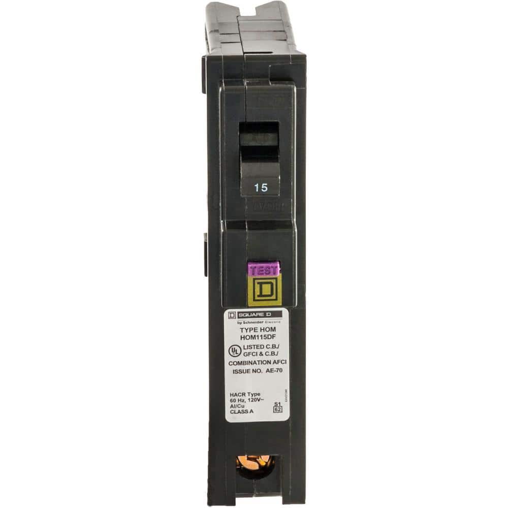 Square D Homeline 15 Amp Single-Pole Plug-On Neutral Dual Function (CAFCI and GFCI) Circuit Breaker