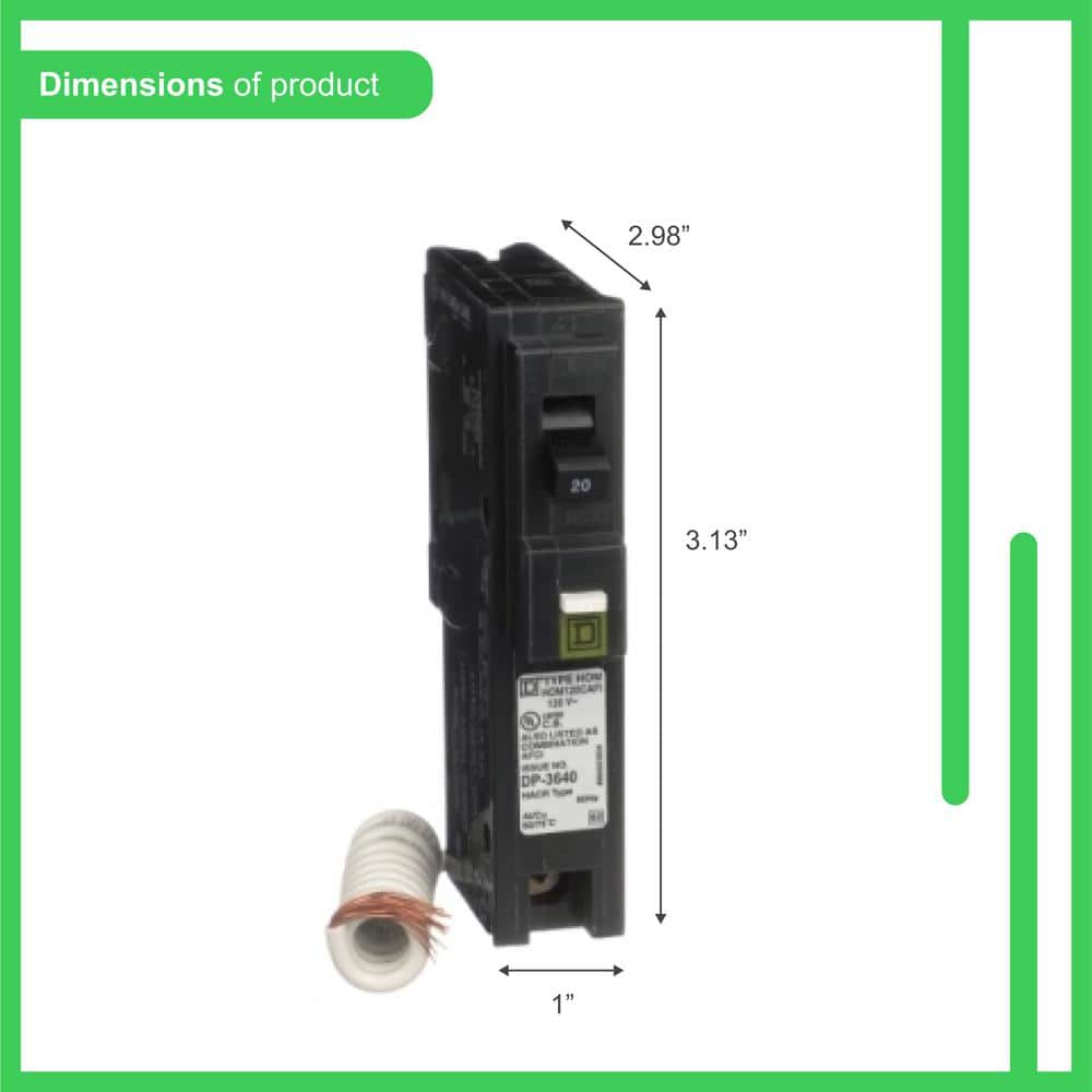 Square D Homeline 20 Amp Single-Pole Combination Arc Fault Circuit Breaker(HOM120CAFIC)