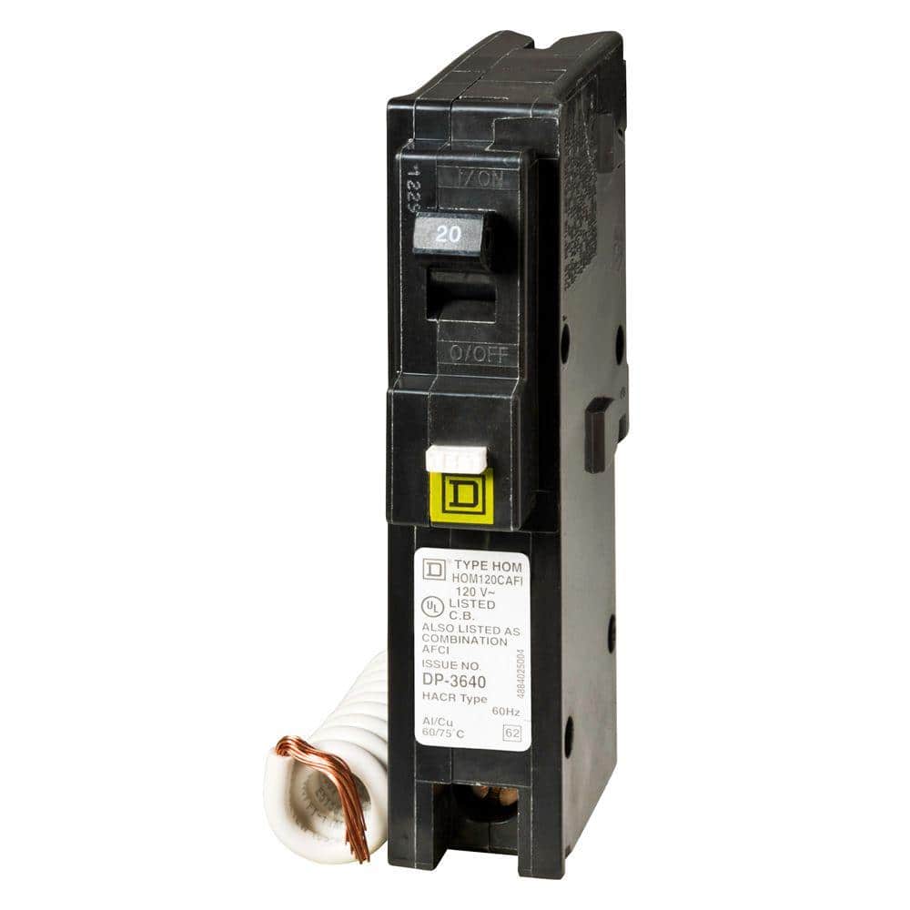 Square D Homeline 20-Amp Single-Pole Combination Arc Fault Circuit Breaker, HOM120CAFIC