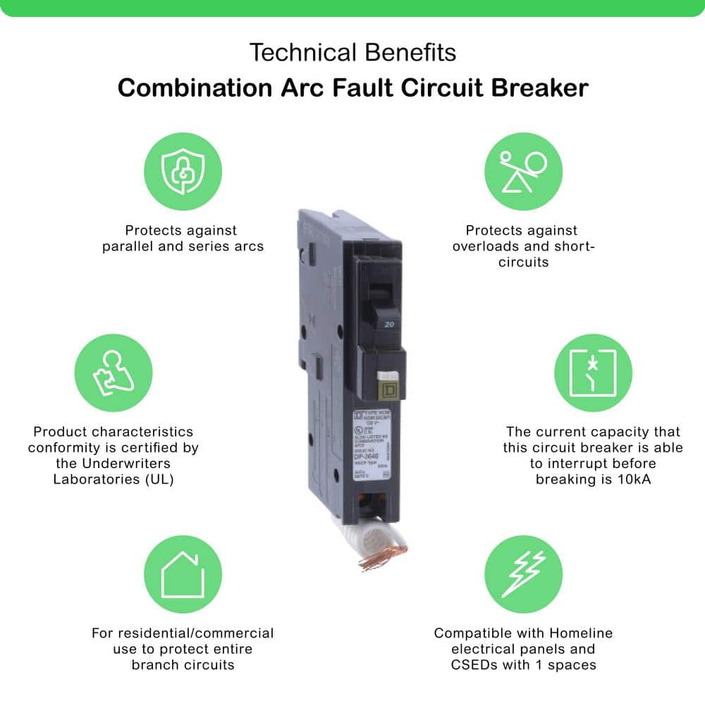 Square D Homeline 20-Amp Single-Pole Combination Arc Fault Circuit Breaker (HOM120CAFIC)