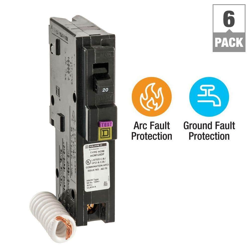 Homeline 20 Amp Single-Pole Dual Function (CAFCI and GFCI) Circuit Breaker (6-Pack)