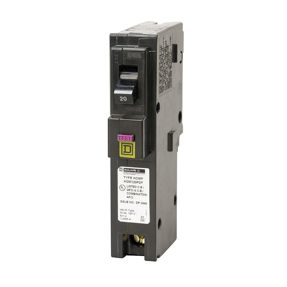 Square D Homeline 20 Amp Single-Pole Plug-On Neutral Dual Function CAFCI/GFCI Circuit Breaker, 9-Pack