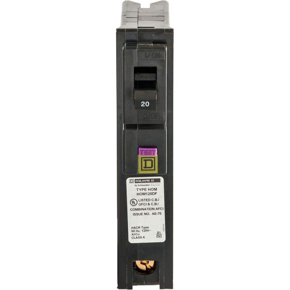 Square D Homeline 20 Amp Single-Pole Plug-On Neutral Dual Function CAFCI/GFCI Circuit Breaker, 9-Pack