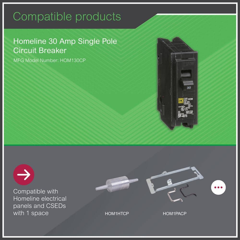 Square D Homeline 30 Amp Single-Pole Circuit Breaker(HOM130CP)