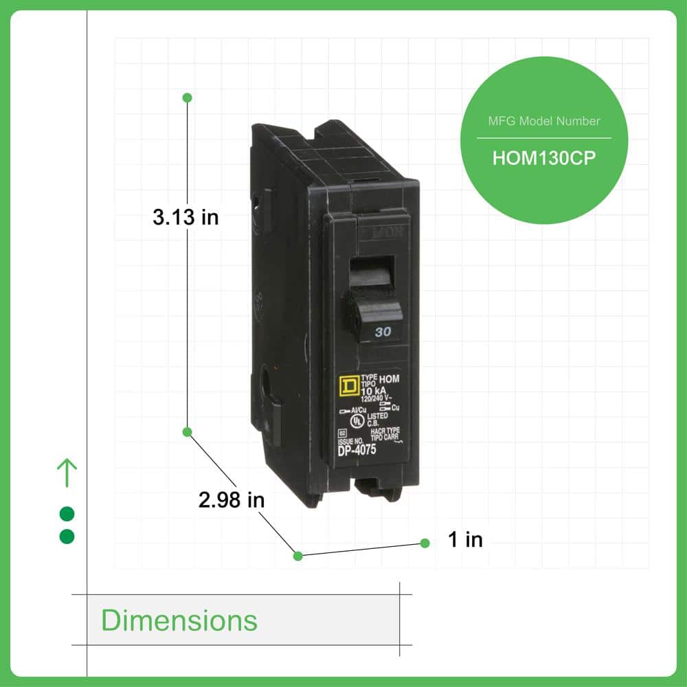 Square D Homeline 30 Amp Single-Pole Circuit Breaker(HOM130CP)
