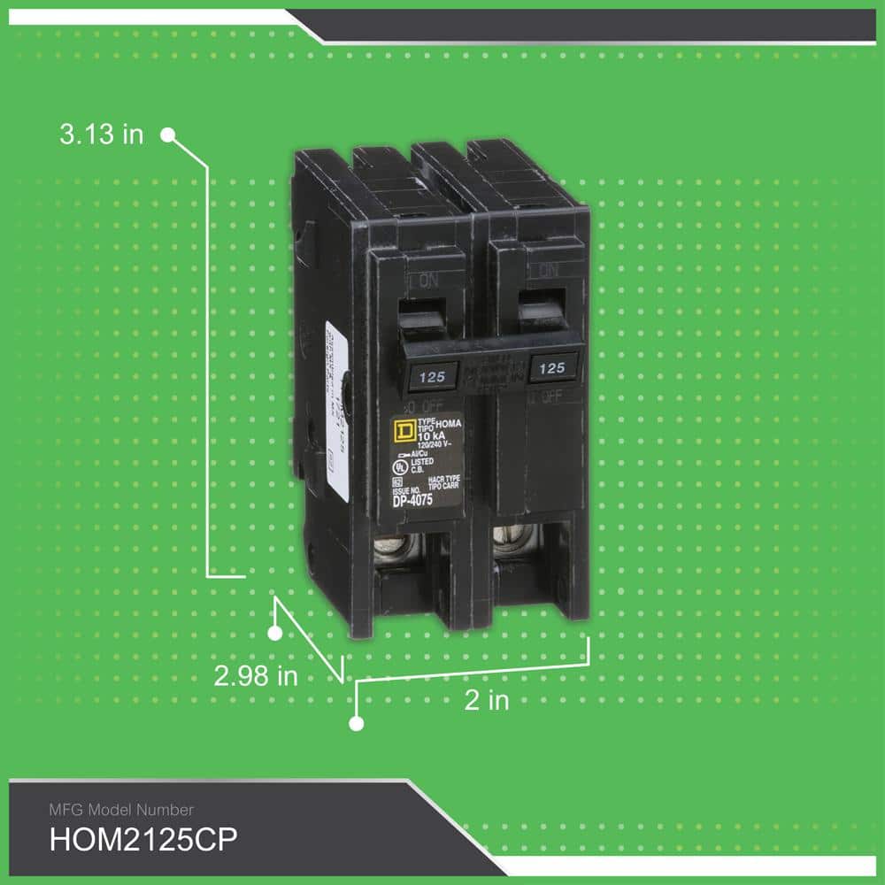 Square D Homeline 125 Amp 2-Pole Circuit Breaker, HOM2125CP