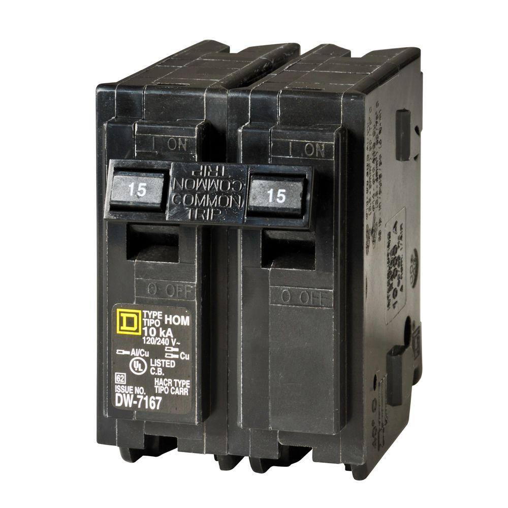 Square D Homeline 15 Amp 2-Pole Circuit Breaker (6-pack)