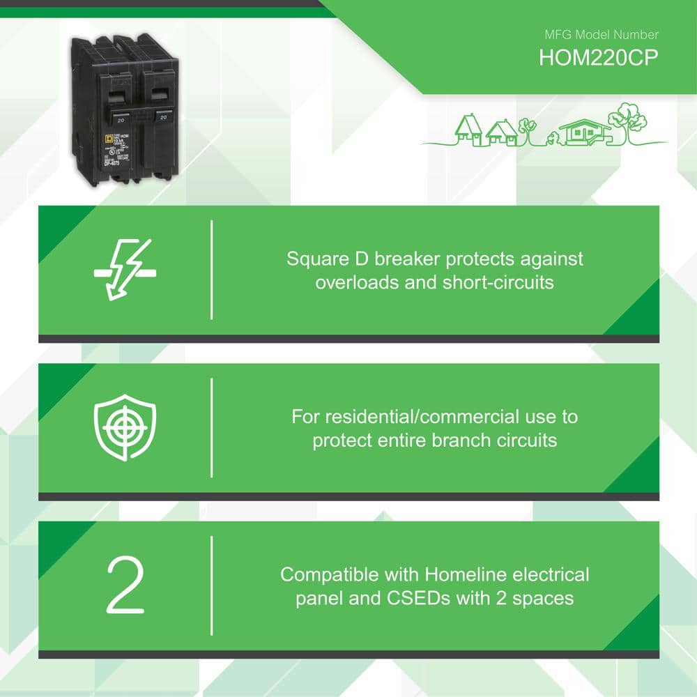 Square D Homeline 20 Amp 2-Pole Circuit Breaker(HOM220CP)