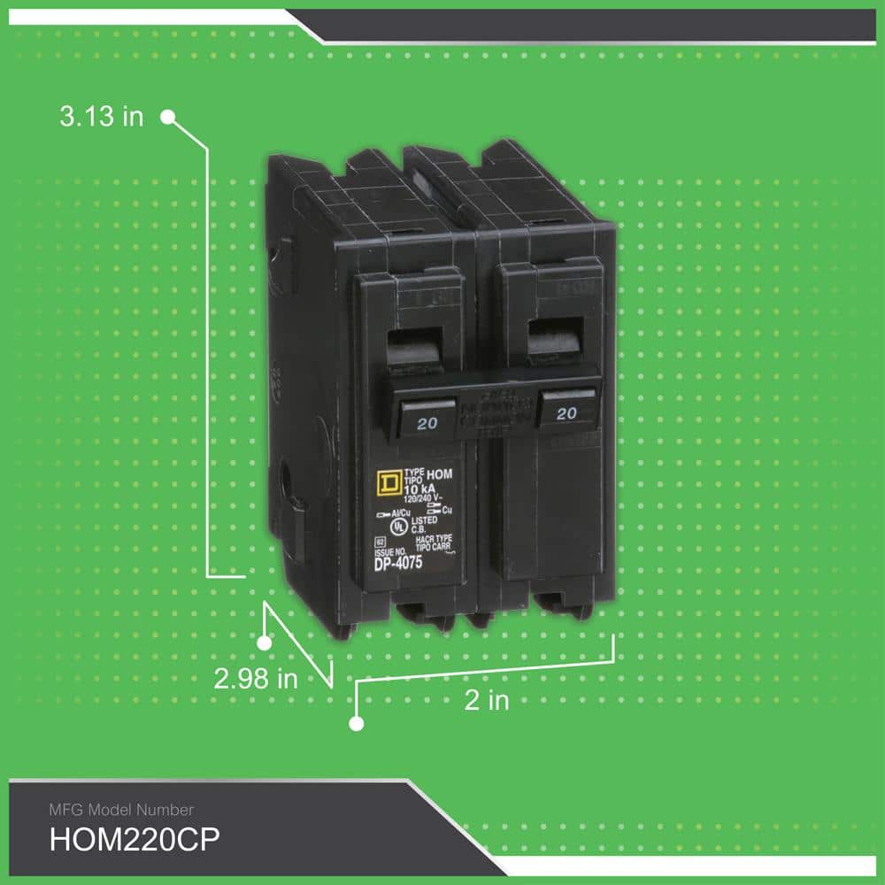 Square D Homeline 20 Amp 2-Pole Circuit Breaker(HOM220CP)