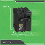 Square D Homeline 30-Amp 2-Pole Standard Trip Circuit Breaker, HOM230CP