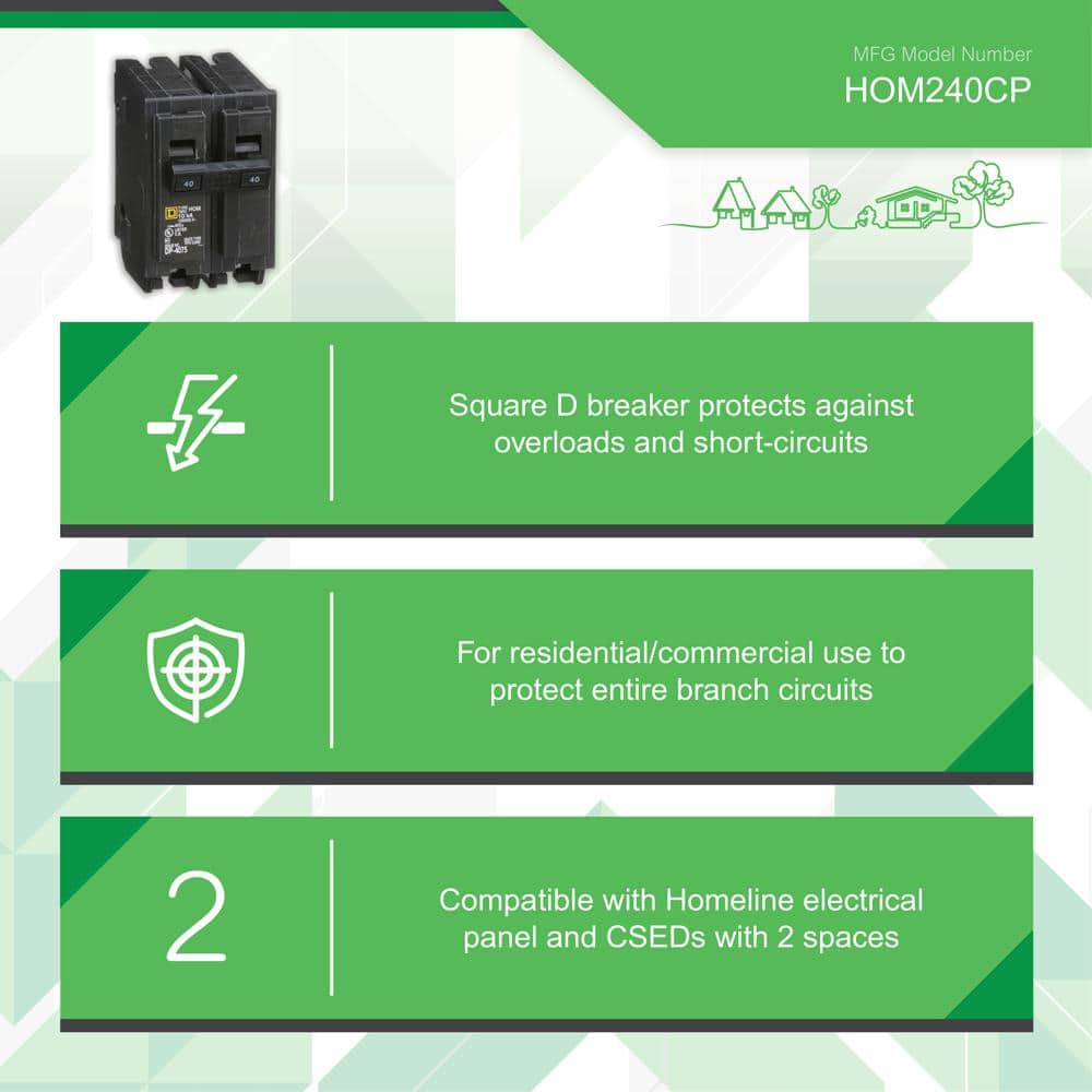 Square D Homeline 40 Amp 2-Pole Circuit Breaker(HOM240CP)