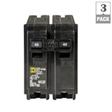 Square D Homeline 40 Amp 2-Pole Circuit Breaker (3-Pack)