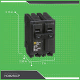 Square D Homeline 50-Amp 2-Pole Standard Trip Circuit Breaker, HOM250CP