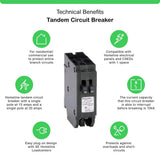 Square D Homeline 15 Amp/20 Amp Single-Pole Tandem Circuit Breaker, HOMT1520CP