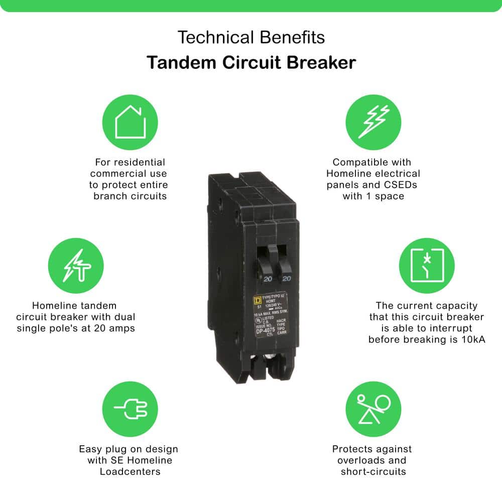 Square D Homeline 2-20 Amp Single-Pole Tandem Circuit Breaker