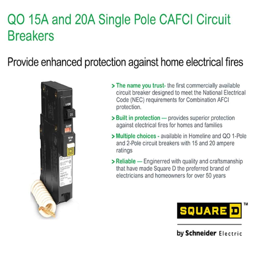 Square D QO 15 Amp Single-Pole Combination Arc Fault Circuit Breaker(QO115CAFIC)