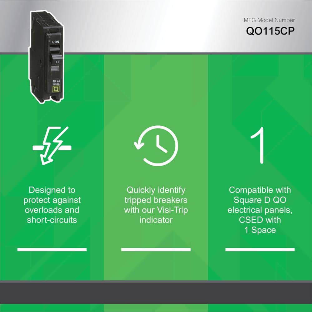 Square D QO 15 Amp Single-Pole Circuit Breaker(QO115CP)